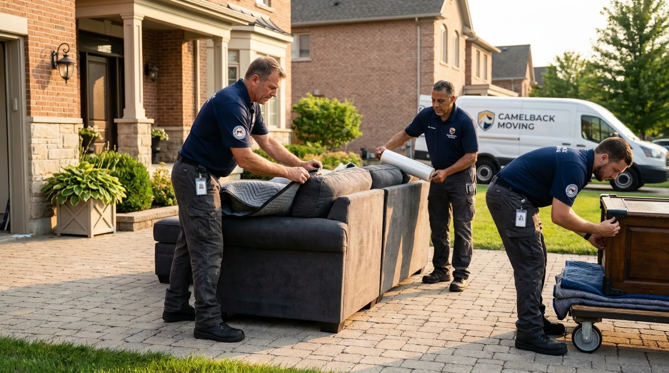 Large estate moving crew wrapping furniture in Pendleton, IN