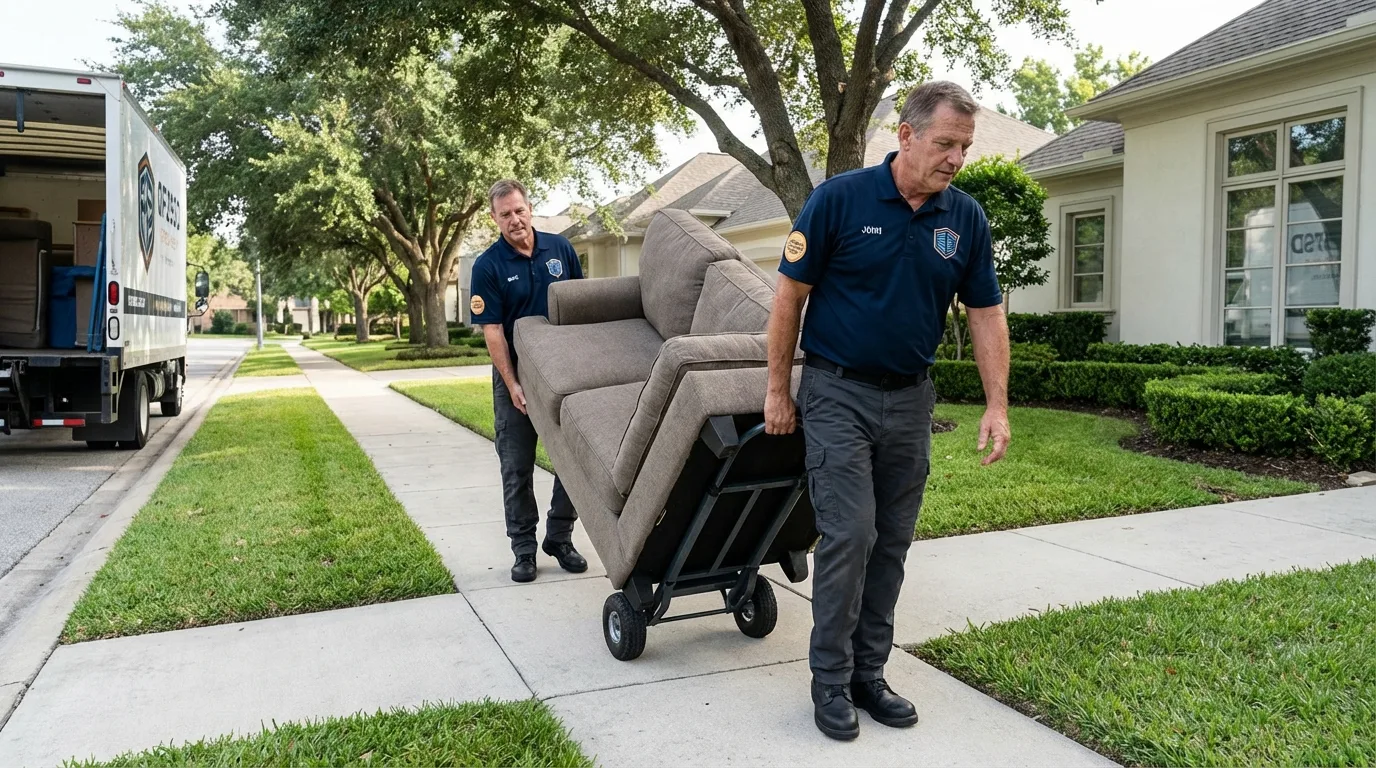 Local residential moving crew loading furniture in Pendleton, IN